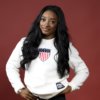 Simone Biles of Team United States poses on the Today Show Set on August 06, 2024 in Paris, France. (Photo by Kristy Sparow/Getty Images)